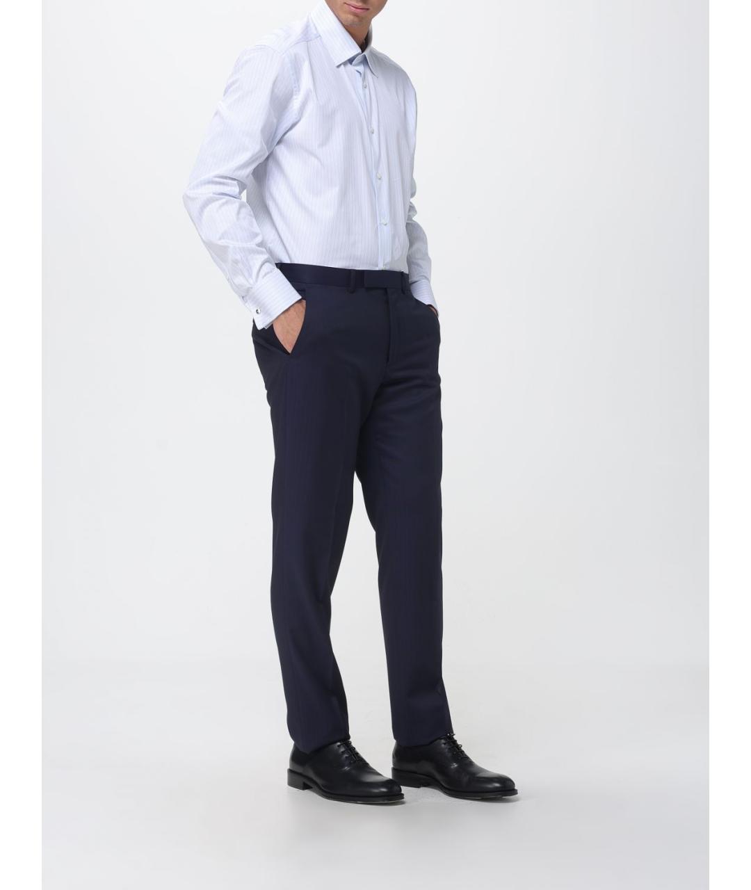ZEGNA Голубая хлопковая кэжуал рубашка, фото 2