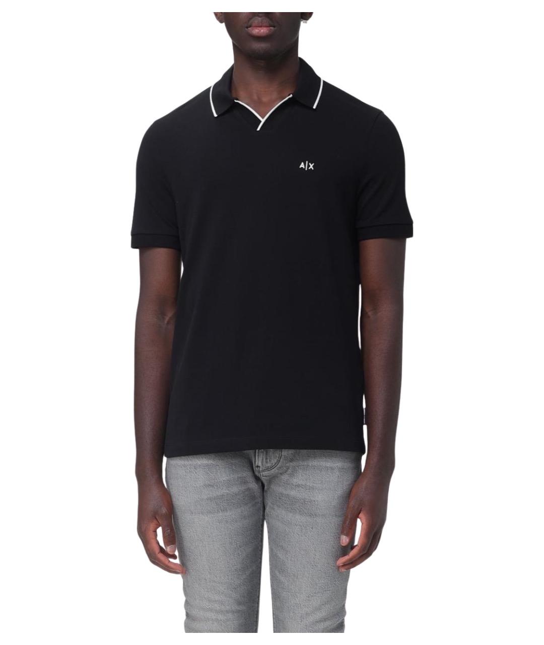 ARMANI EXCHANGE Синее хлопковое поло с коротким рукавом, фото 1