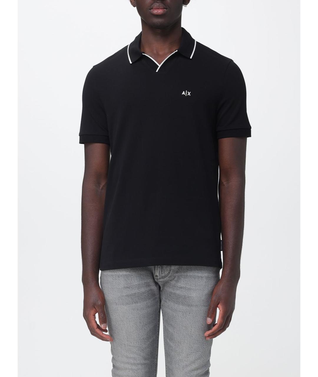 ARMANI EXCHANGE Синее хлопковое поло с коротким рукавом, фото 4