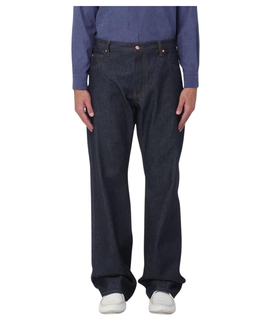 ARMANI JEANS Синие хлопковые прямые джинсы, фото 1