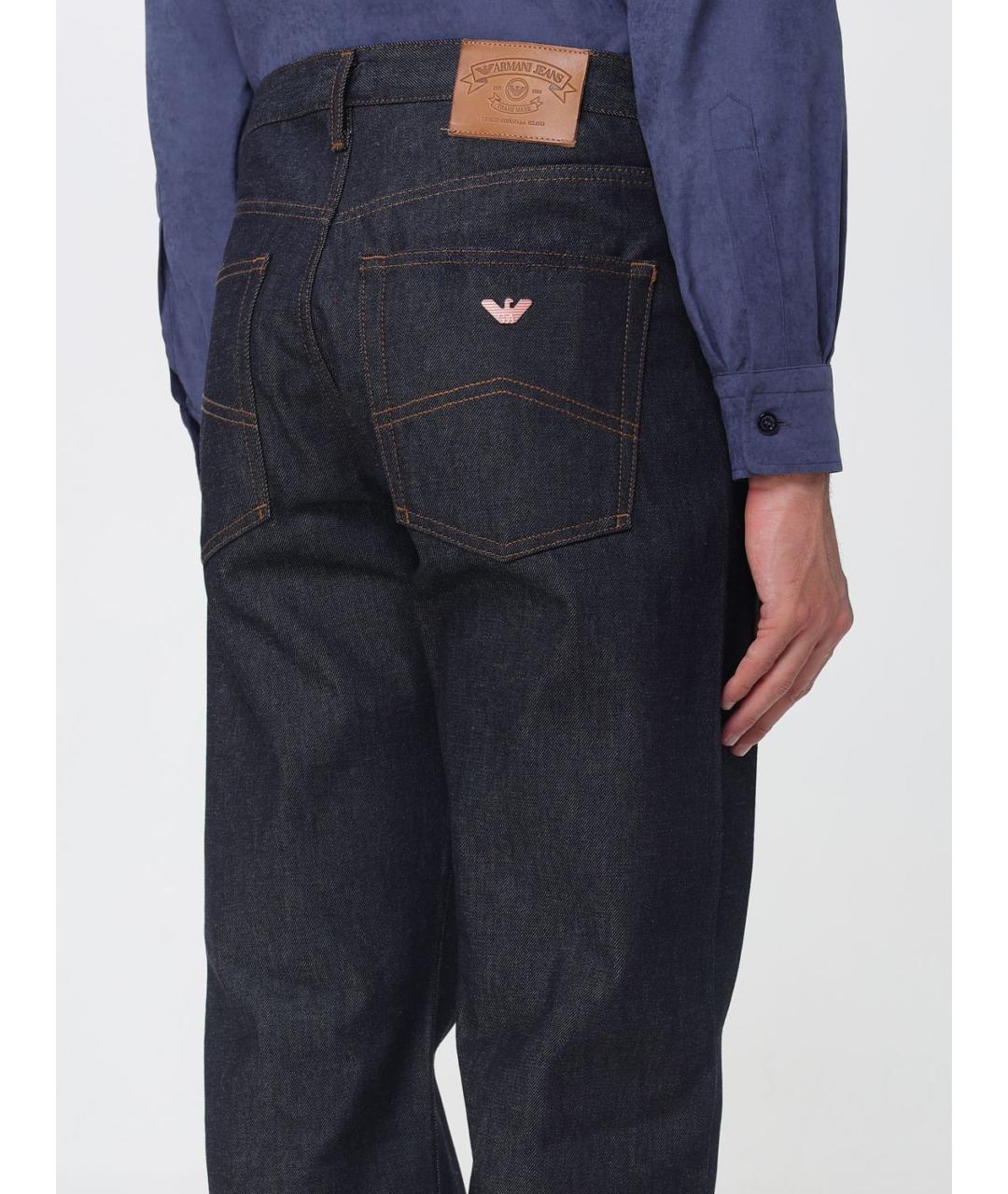 ARMANI JEANS Синие хлопковые прямые джинсы, фото 3