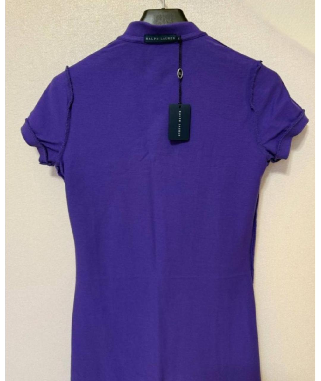 RALPH LAUREN Фиолетовое хлопковое повседневное платье, фото 3