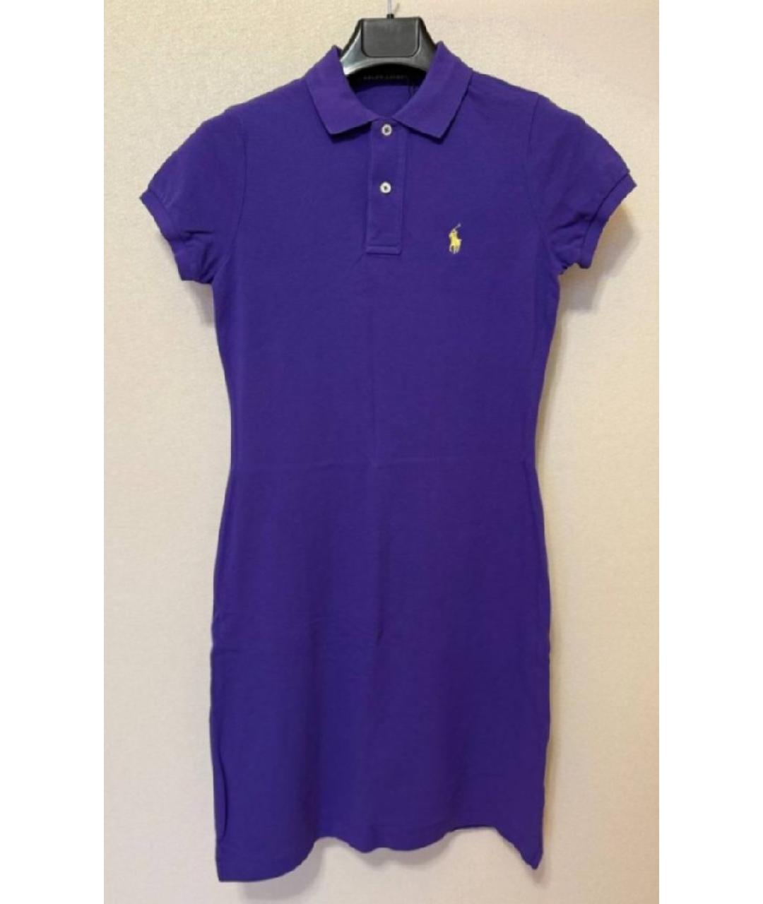 RALPH LAUREN Фиолетовое хлопковое повседневное платье, фото 5