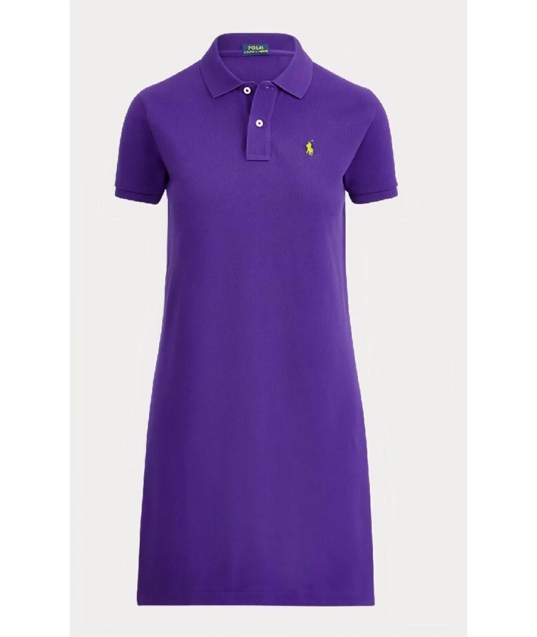 RALPH LAUREN Фиолетовое хлопковое повседневное платье, фото 7