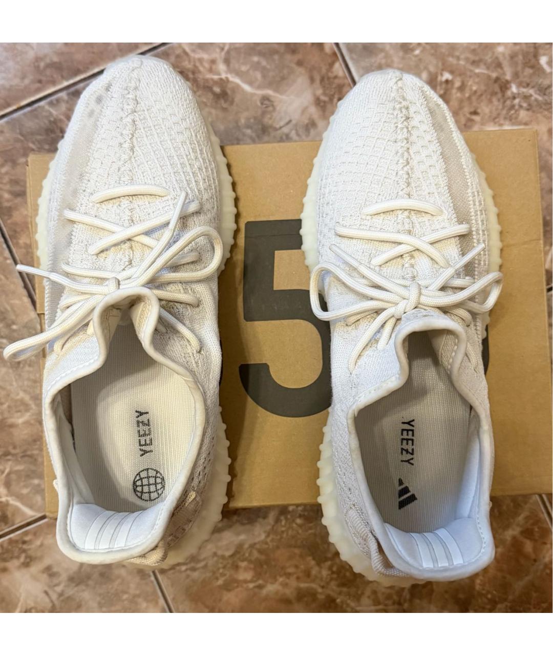ADIDAS YEEZY Белые текстильные низкие кроссовки / кеды, фото 3