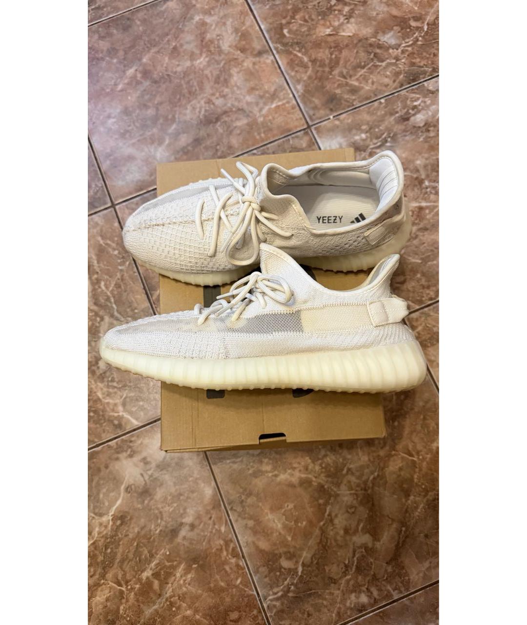 ADIDAS YEEZY Белые текстильные низкие кроссовки / кеды, фото 5