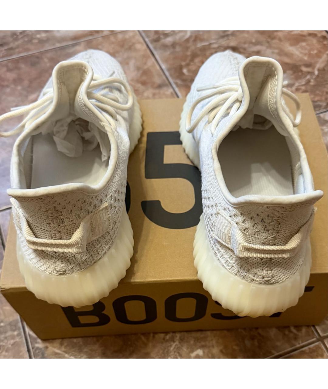 ADIDAS YEEZY Белые текстильные низкие кроссовки / кеды, фото 4