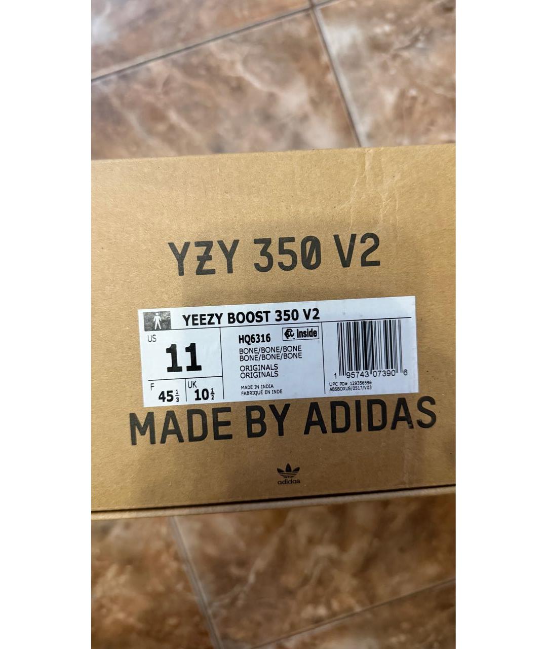 ADIDAS YEEZY Белые текстильные низкие кроссовки / кеды, фото 7
