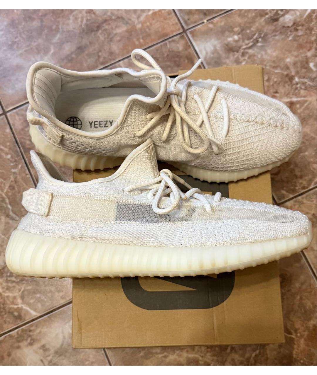 ADIDAS YEEZY Белые текстильные низкие кроссовки / кеды, фото 8