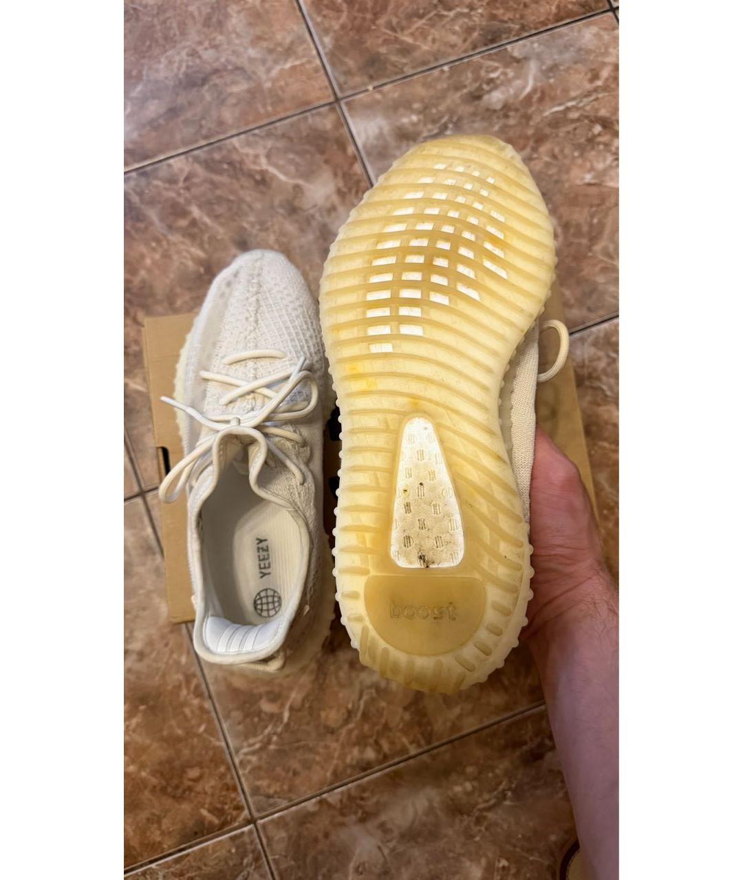 ADIDAS YEEZY Белые текстильные низкие кроссовки / кеды, фото 6
