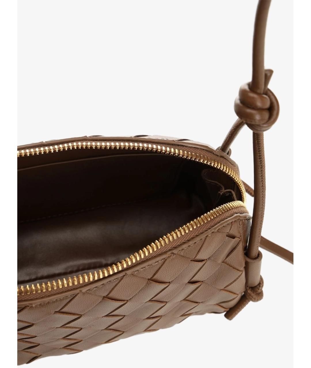 BOTTEGA VENETA Коричневая кожаная сумка через плечо, фото 4