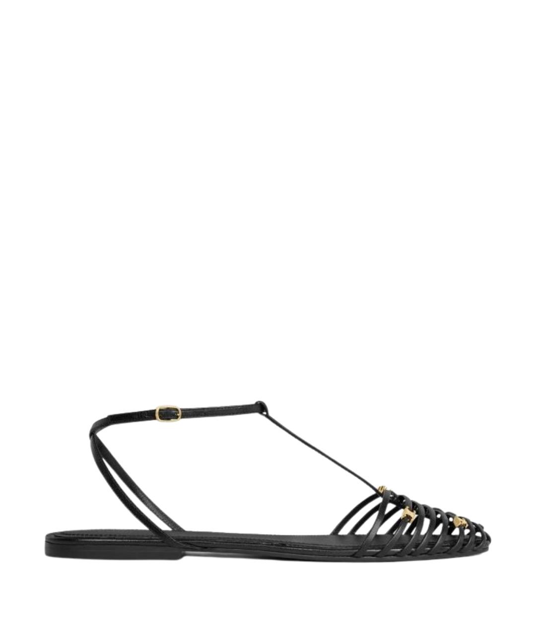 CELINE Черные кожаные босоножки, фото 1