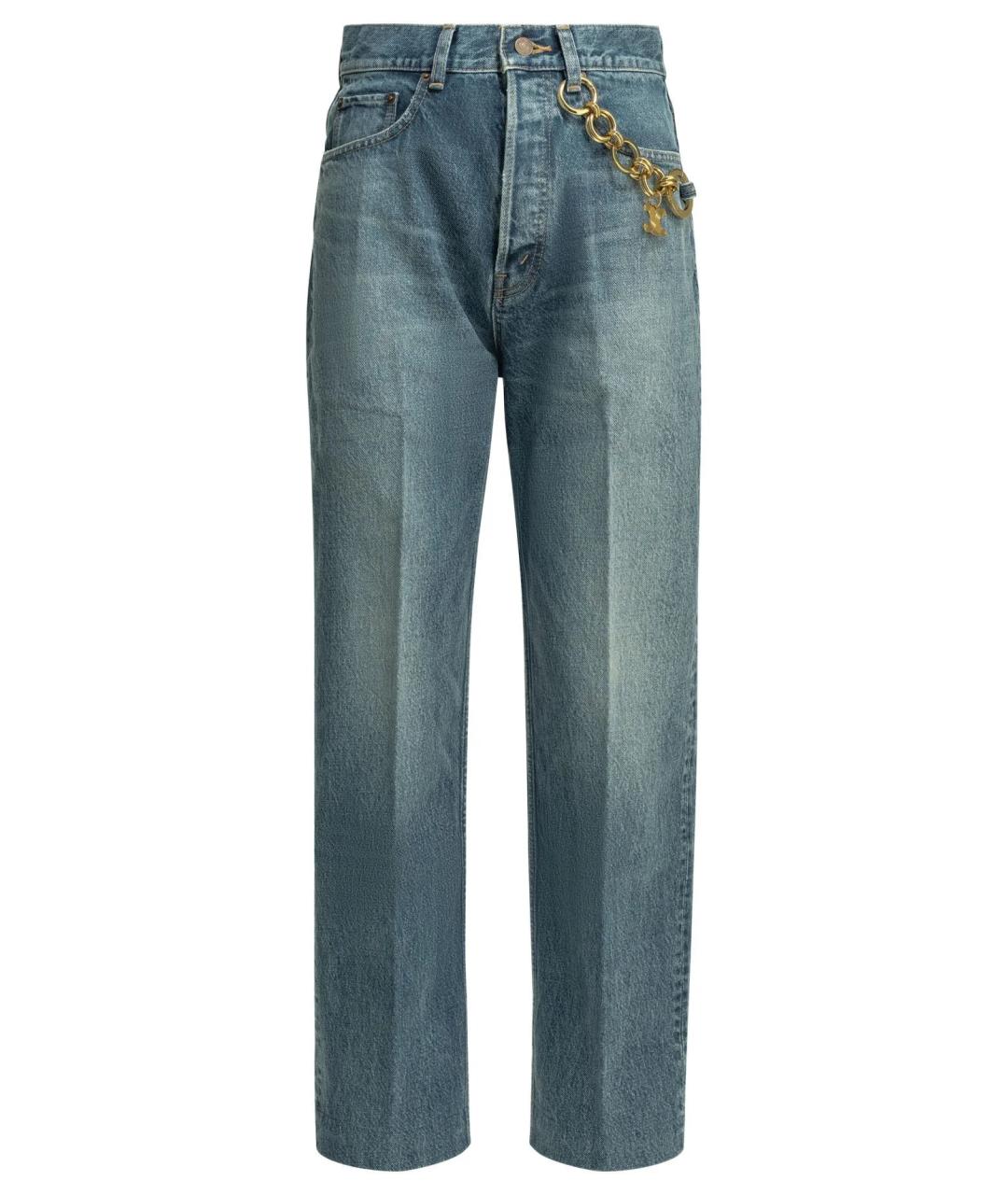 CELINE Синие хлопковые прямые джинсы, фото 1