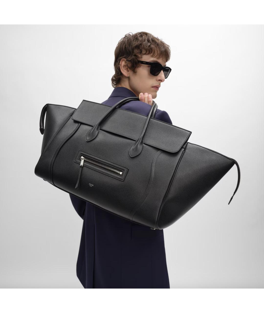 CELINE Черная кожаная сумка тоут, фото 4