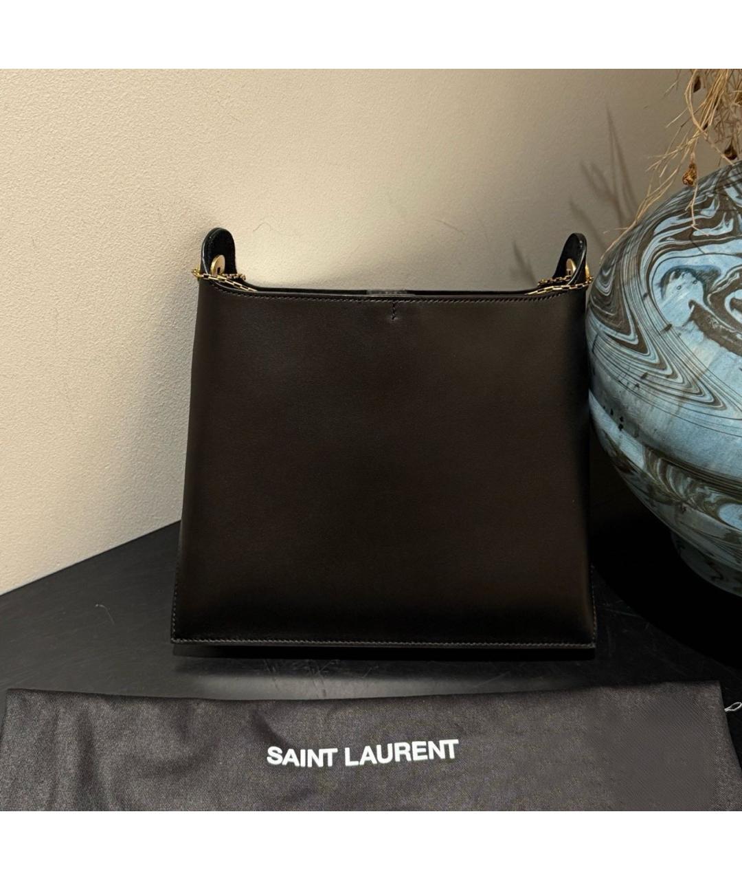 SAINT LAURENT Черная кожаная сумка тоут, фото 3
