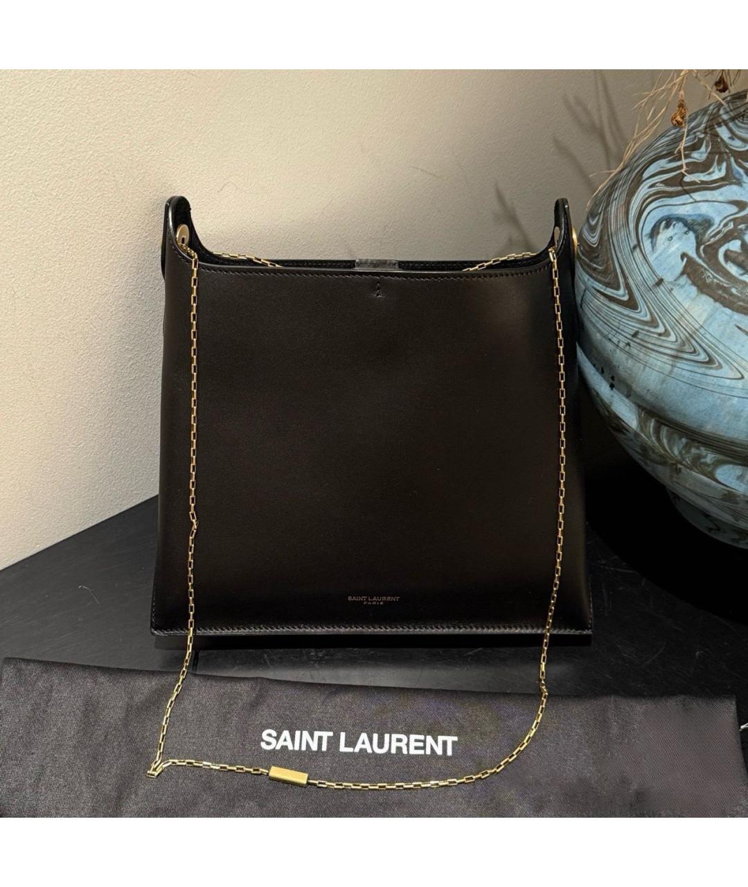 SAINT LAURENT Черная кожаная сумка тоут, фото 9