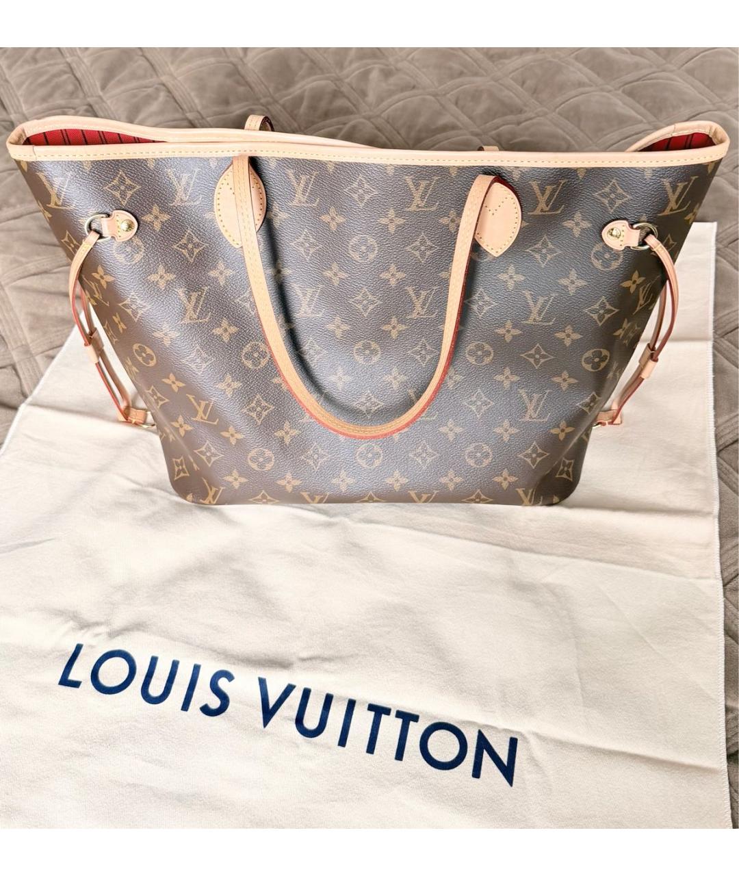 LOUIS VUITTON Коричневая кожаная сумка тоут, фото 8