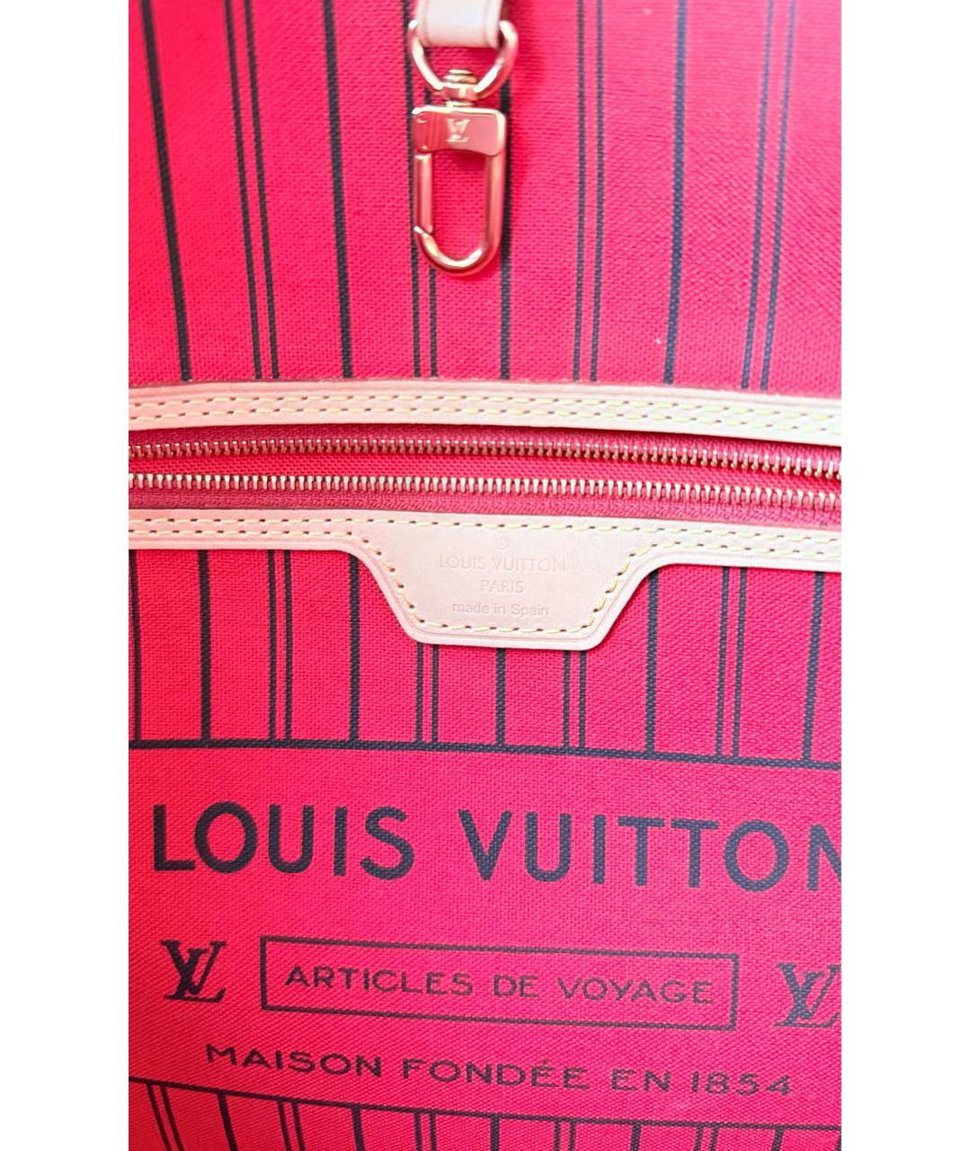 LOUIS VUITTON Коричневая кожаная сумка тоут, фото 6