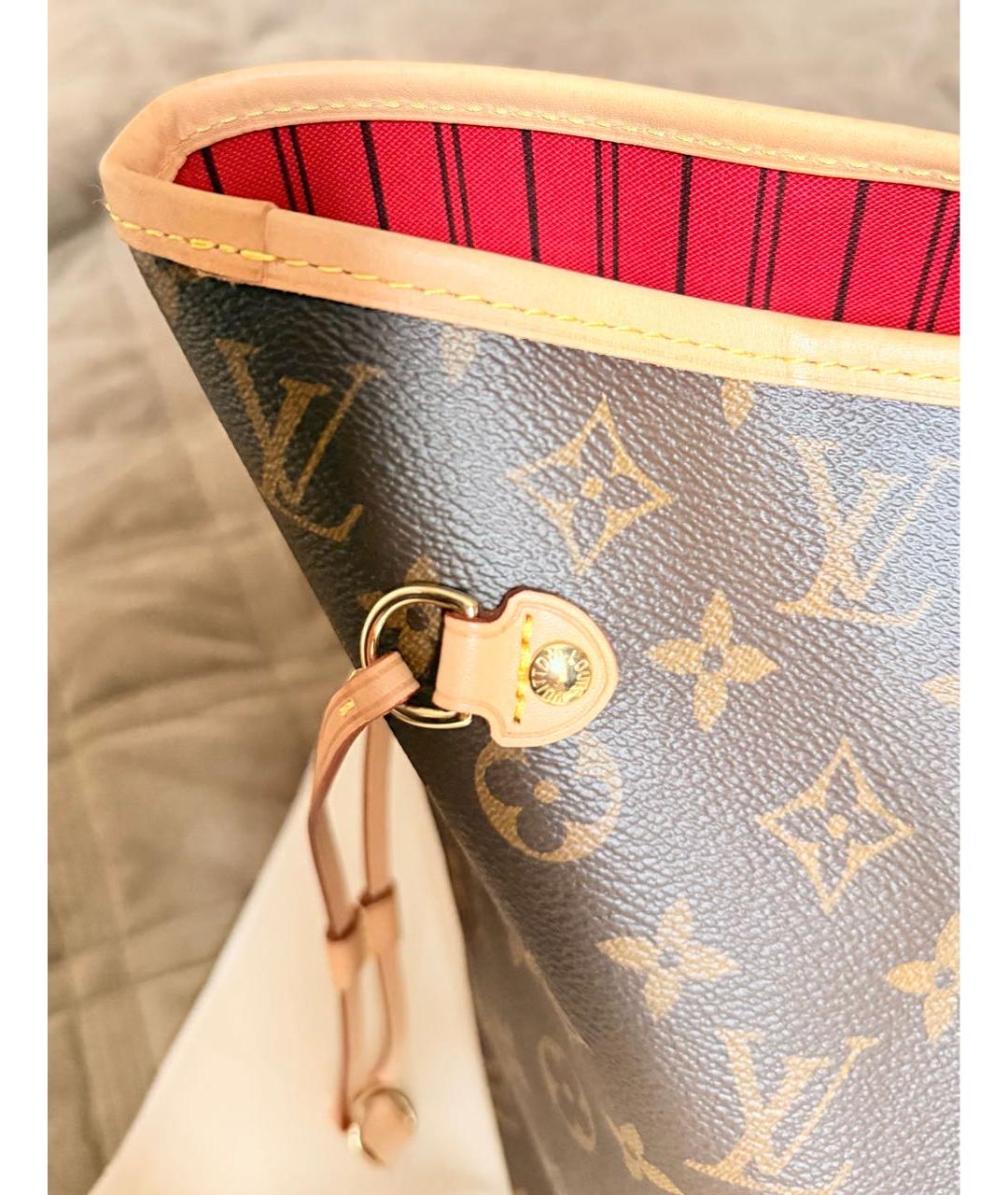 LOUIS VUITTON Коричневая кожаная сумка тоут, фото 7