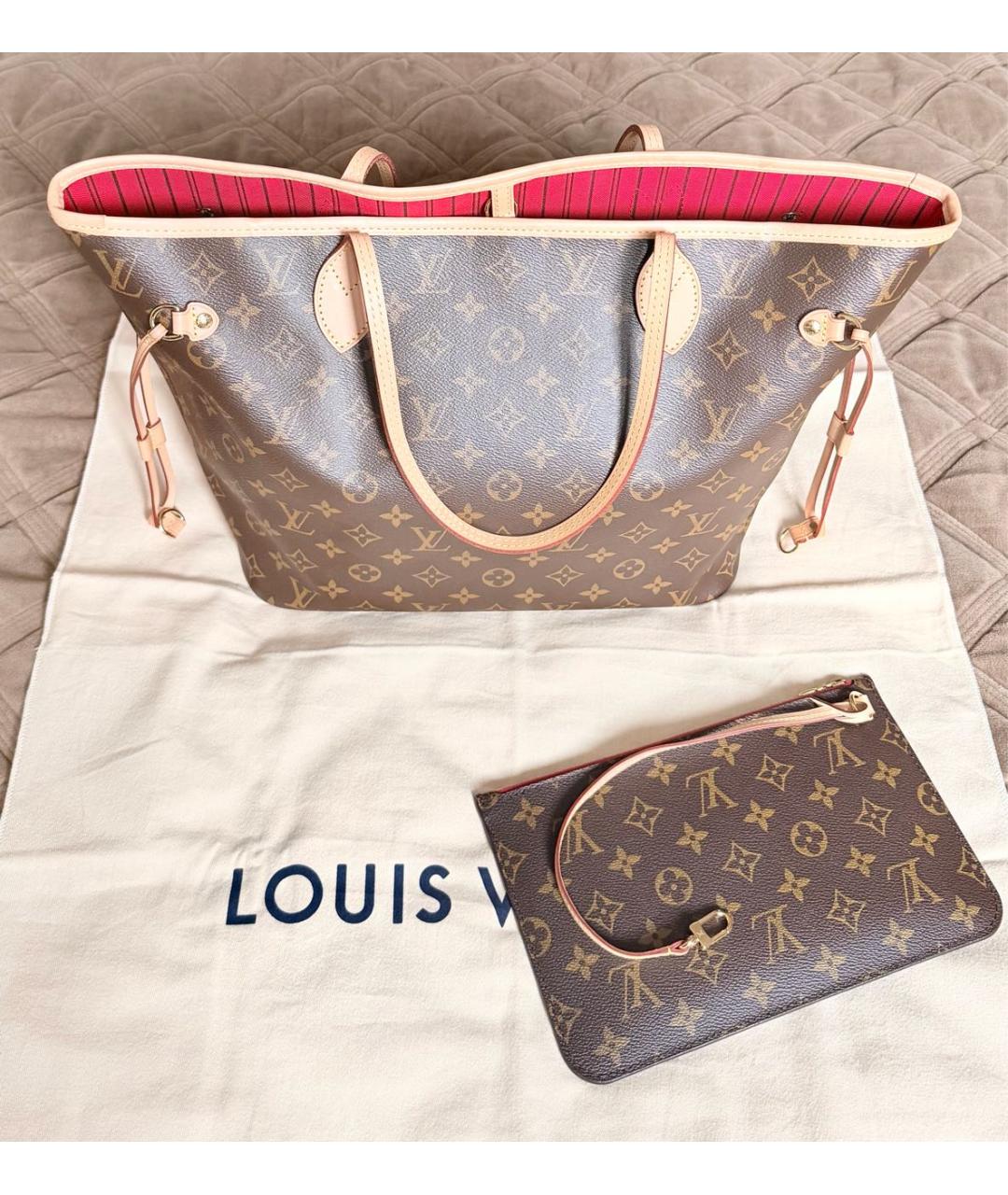 LOUIS VUITTON Коричневая кожаная сумка тоут, фото 3