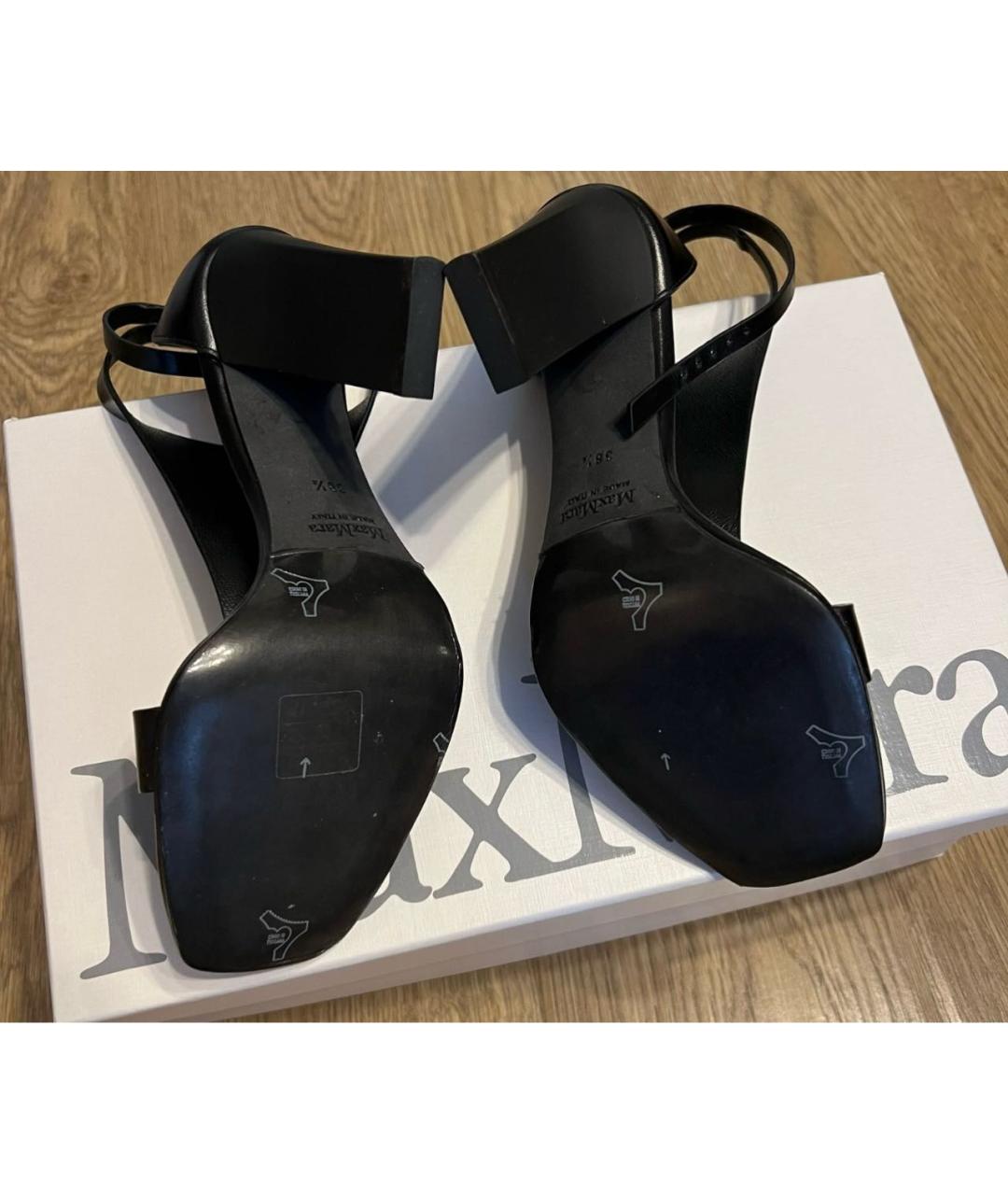 MAX MARA Черные кожаные босоножки, фото 5
