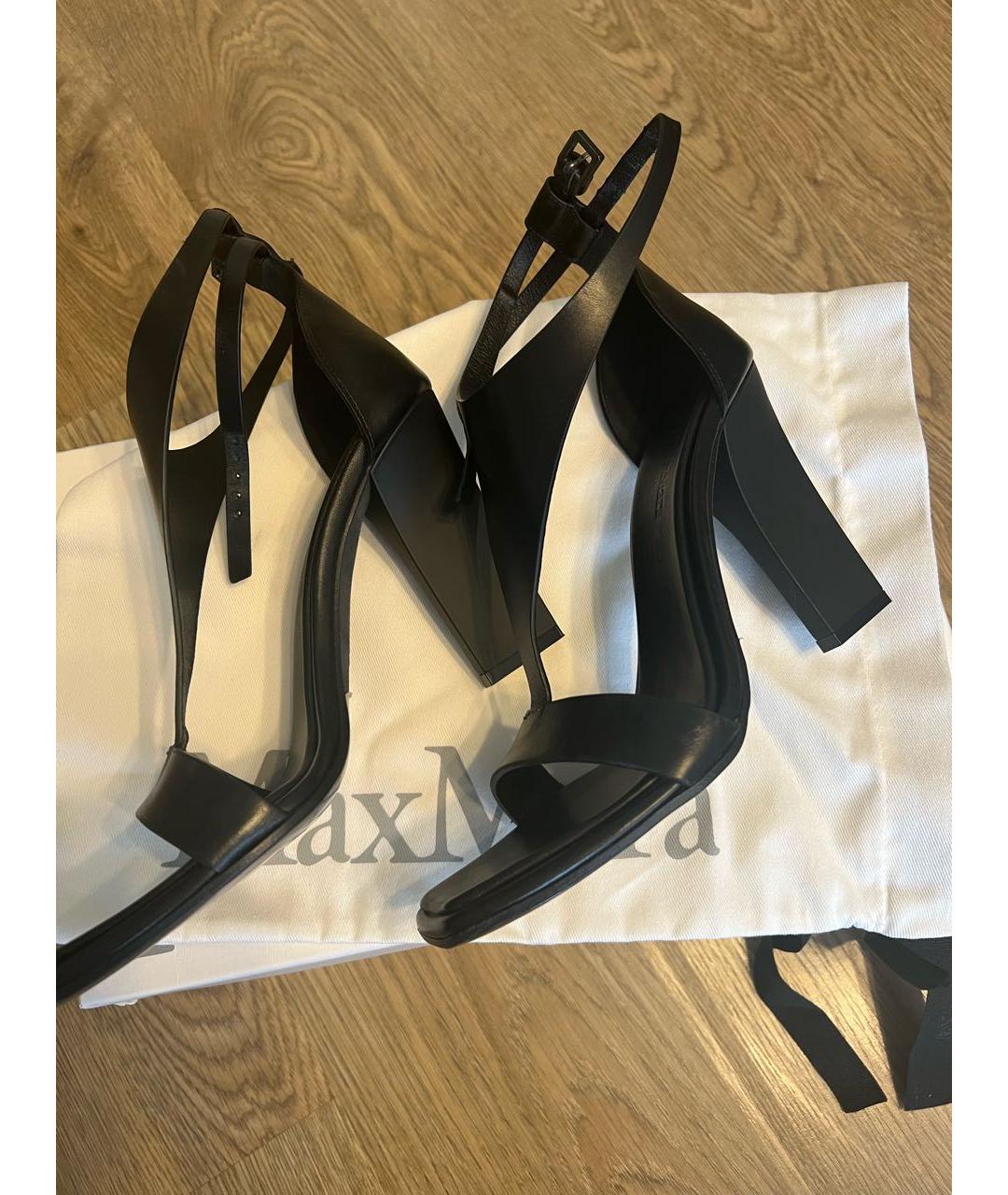MAX MARA Черные кожаные босоножки, фото 6