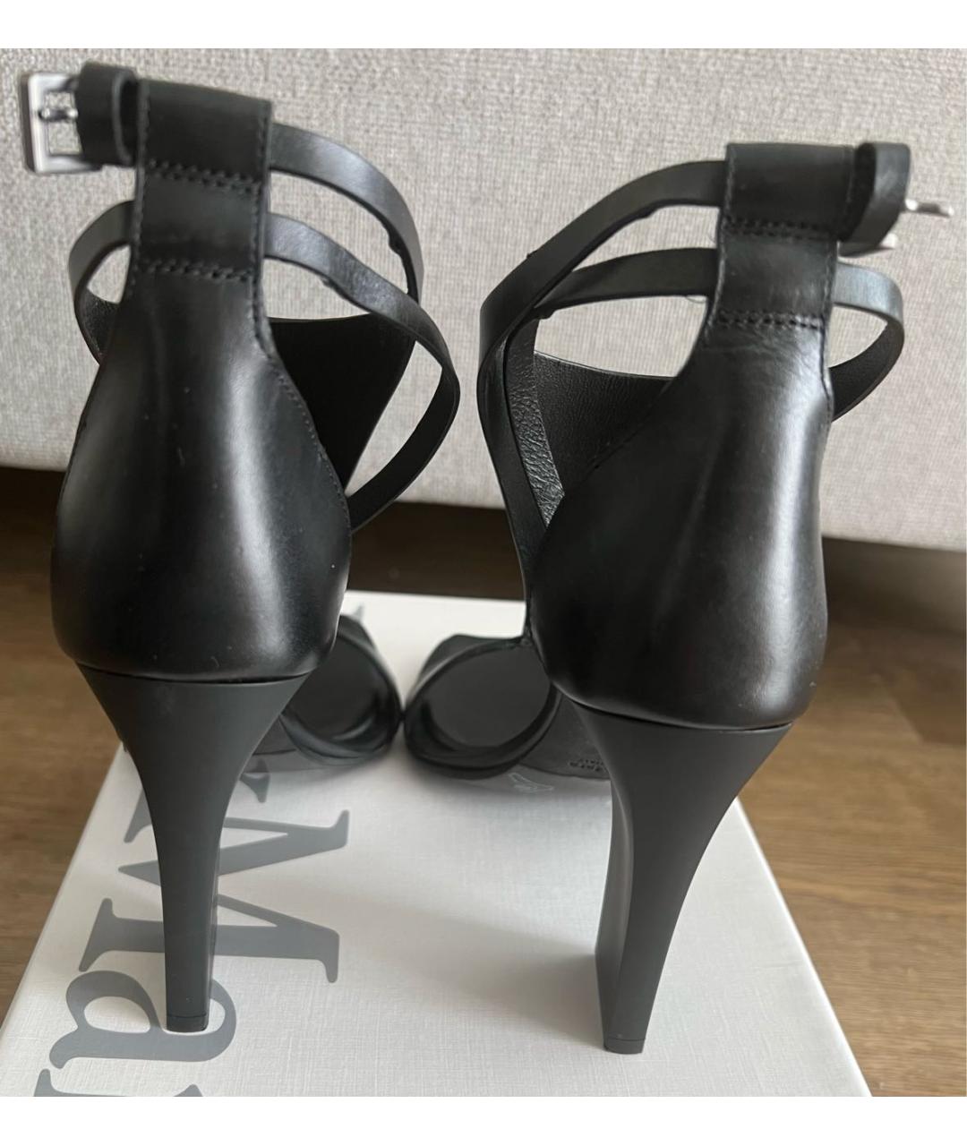 MAX MARA Черные кожаные босоножки, фото 4