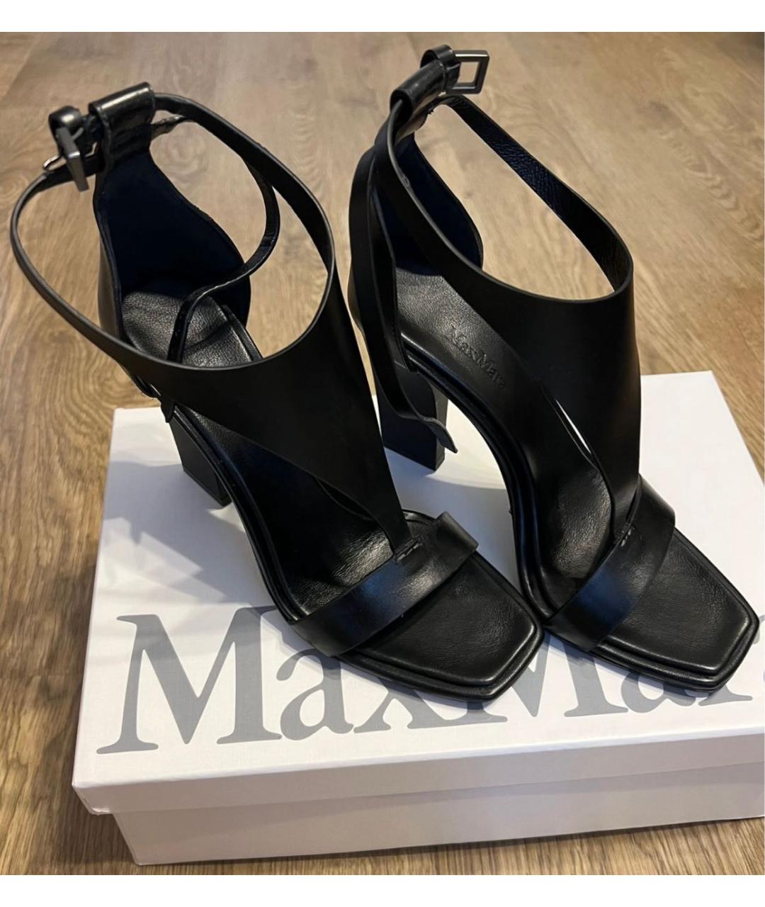 MAX MARA Черные кожаные босоножки, фото 8