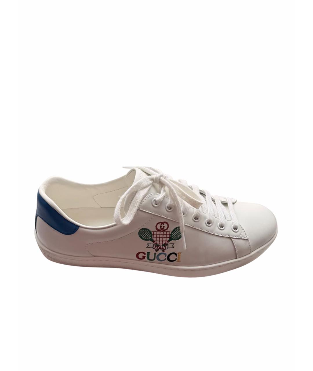 GUCCI Белые кожаные низкие кроссовки / кеды, фото 1