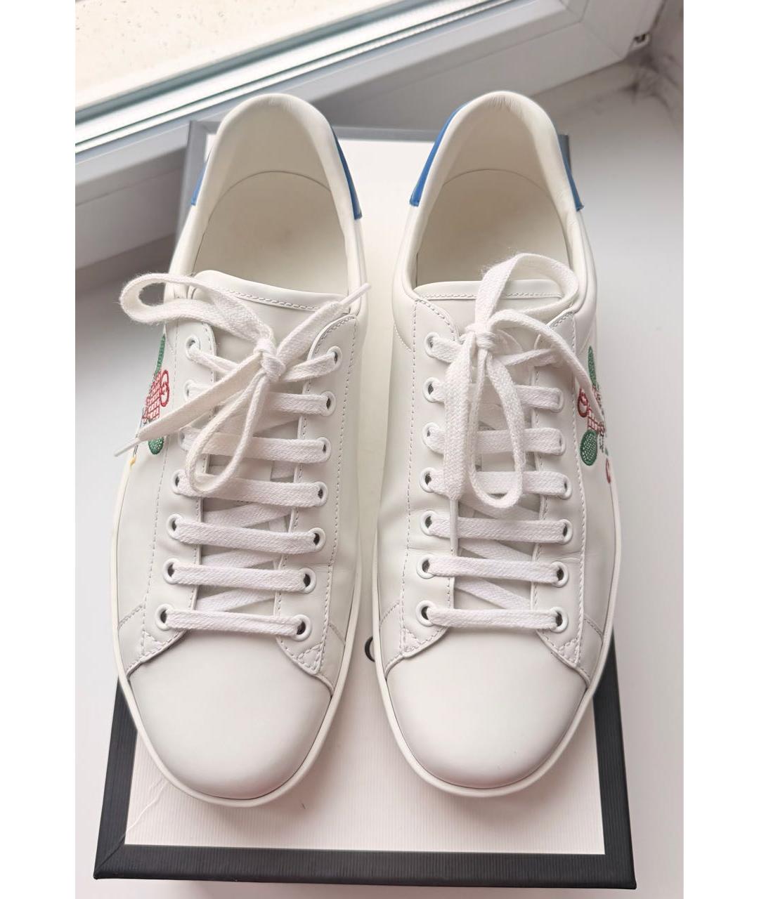 GUCCI Белые кожаные низкие кроссовки / кеды, фото 2