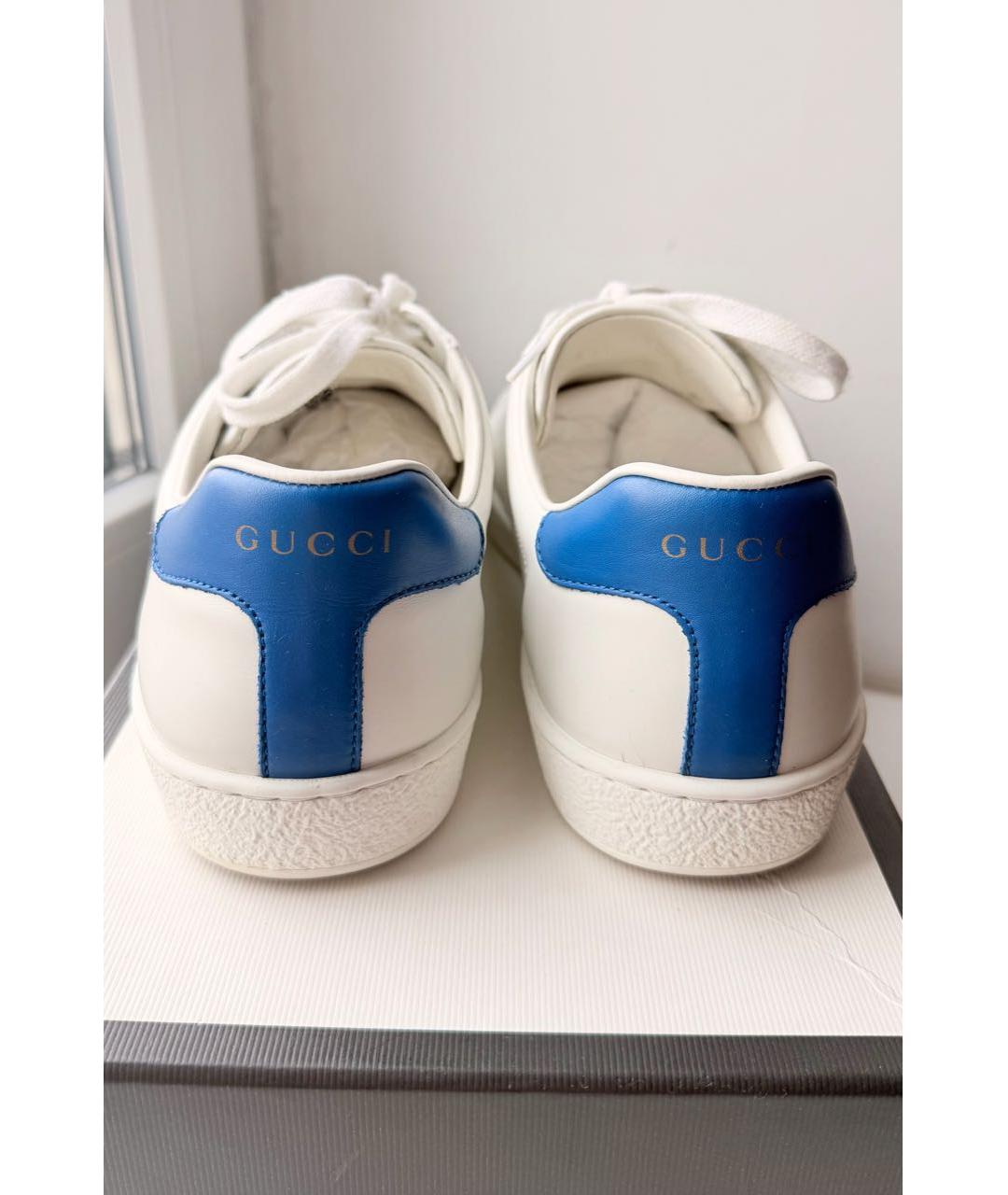 GUCCI Белые кожаные низкие кроссовки / кеды, фото 4