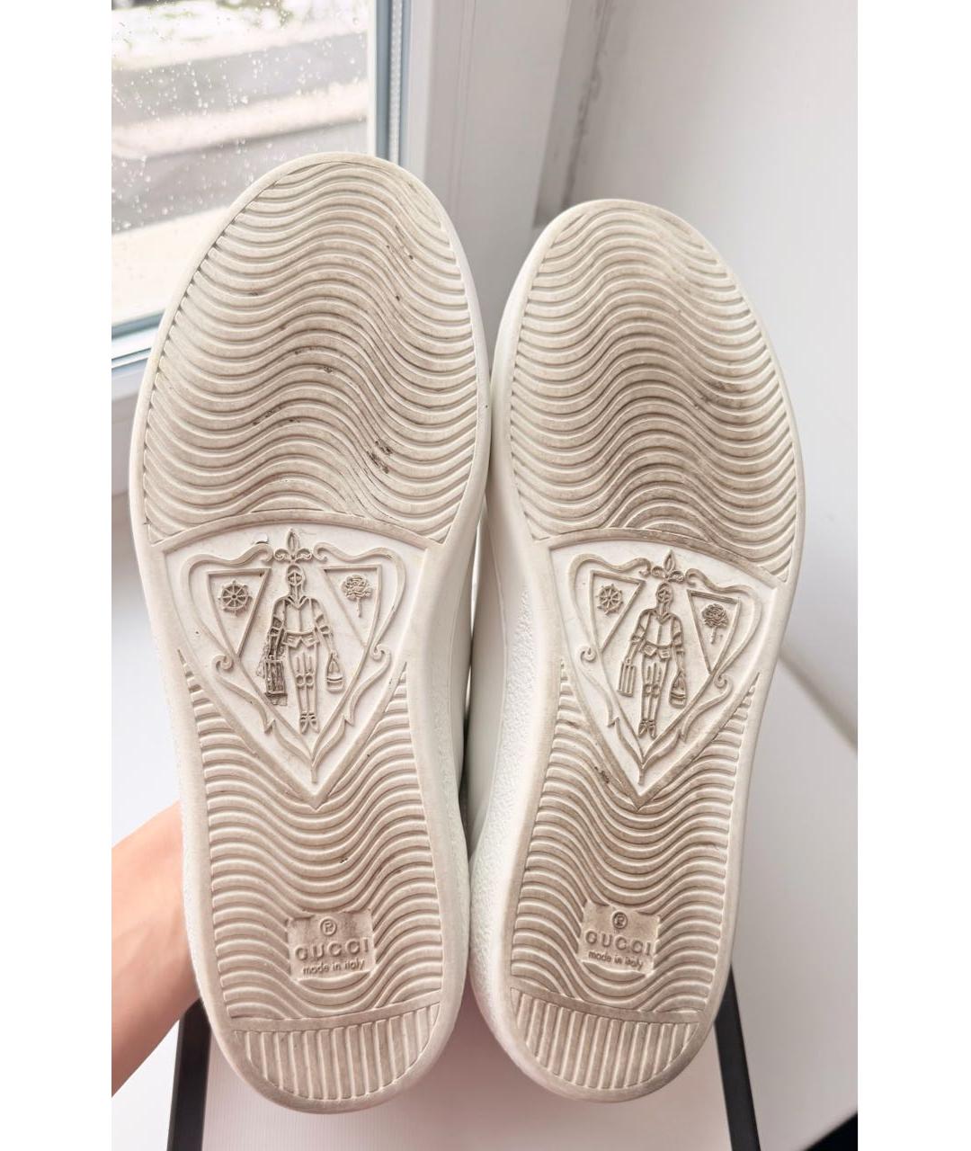 GUCCI Белые кожаные низкие кроссовки / кеды, фото 8