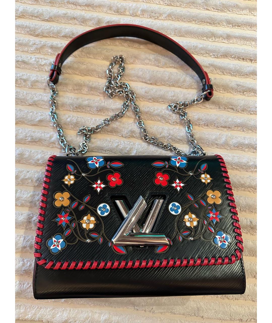 LOUIS VUITTON Черная кожаная сумка через плечо, фото 5