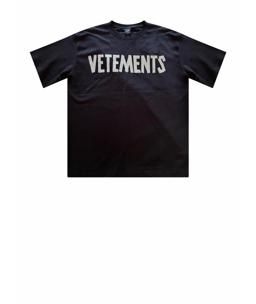 VETEMENTS Черная хлопковая футболка, фото 1