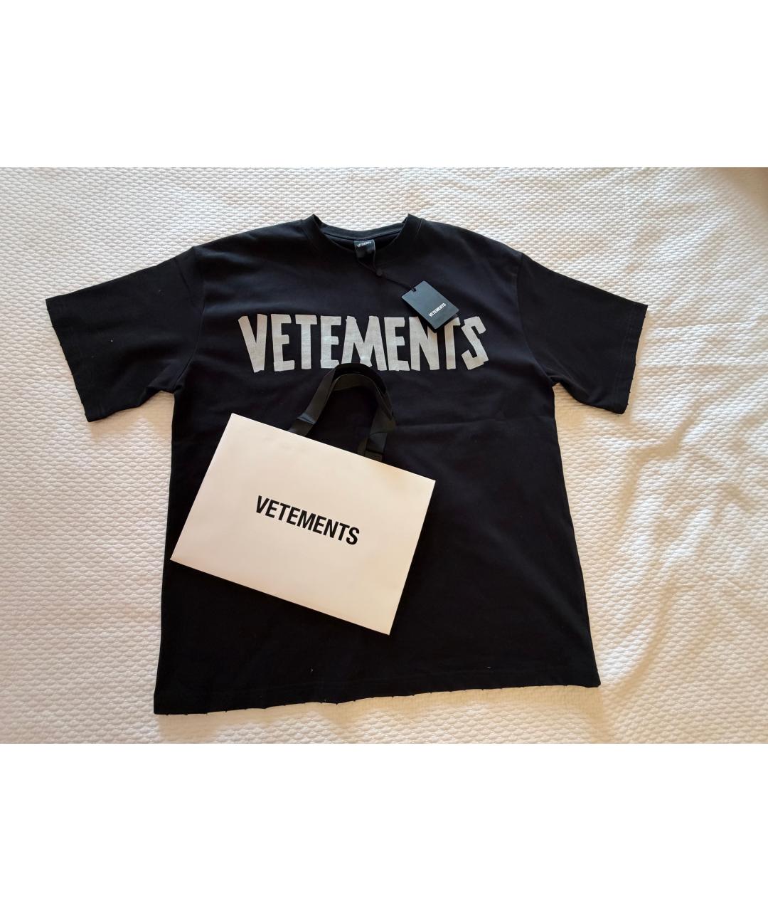 VETEMENTS Черная хлопковая футболка, фото 2
