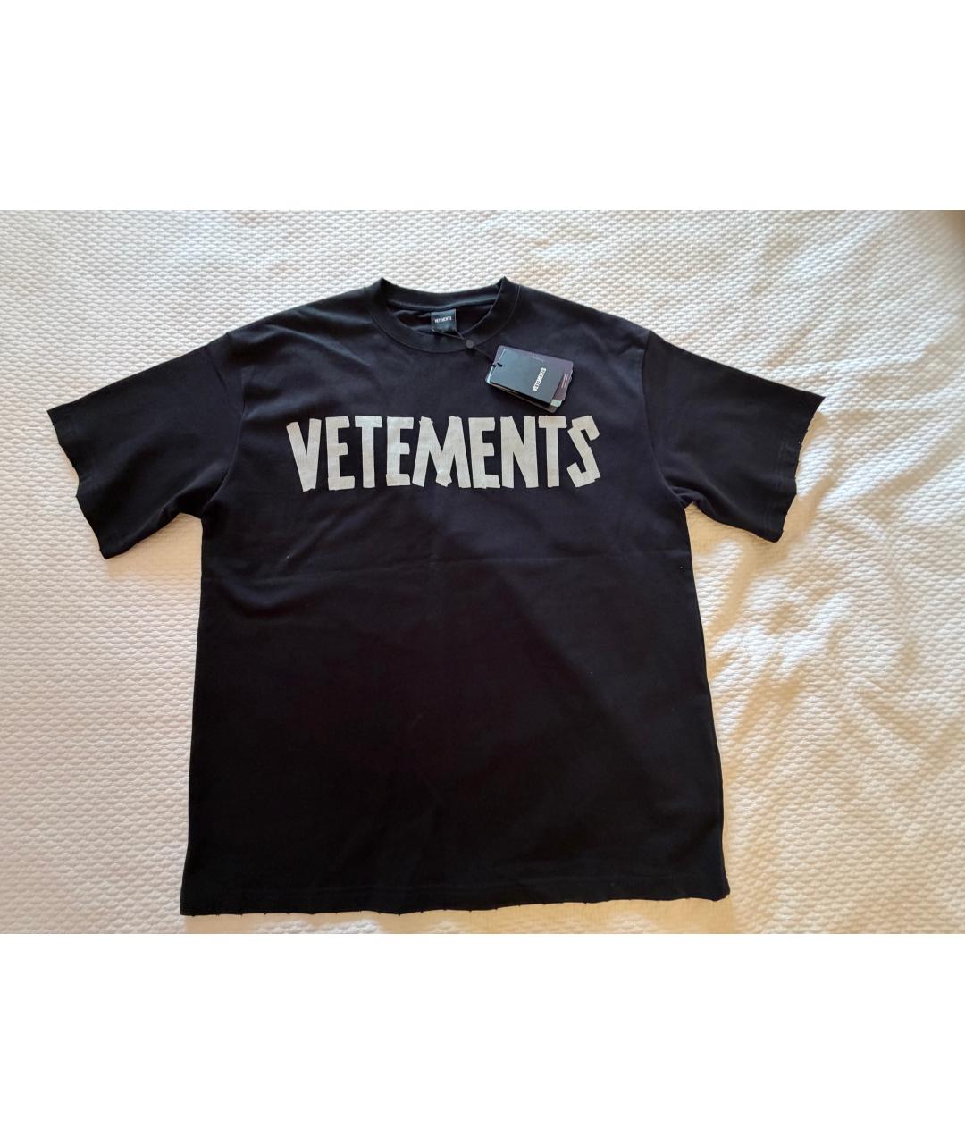 VETEMENTS Черная хлопковая футболка, фото 3