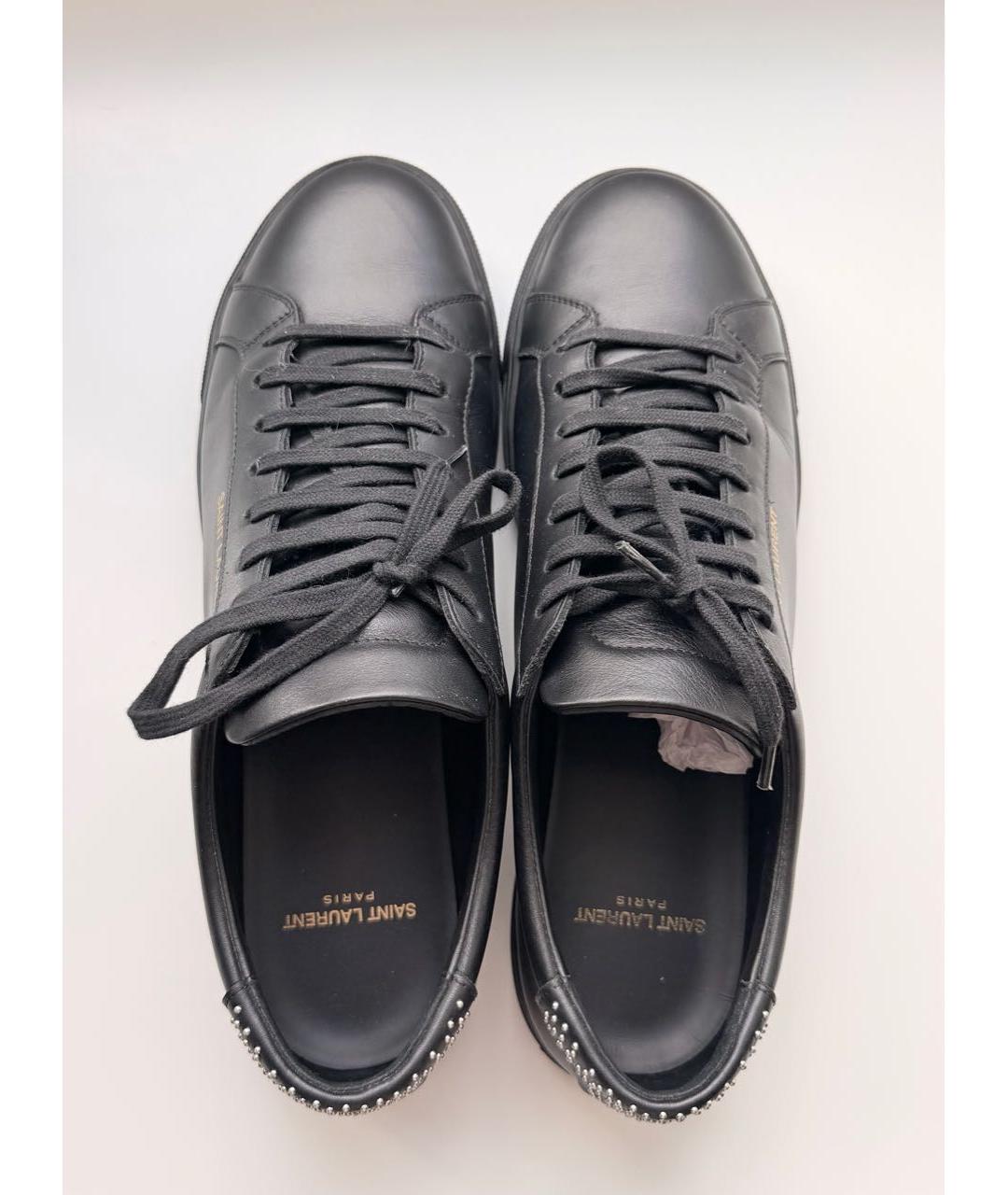 SAINT LAURENT Черные кожаные низкие кроссовки / кеды, фото 3