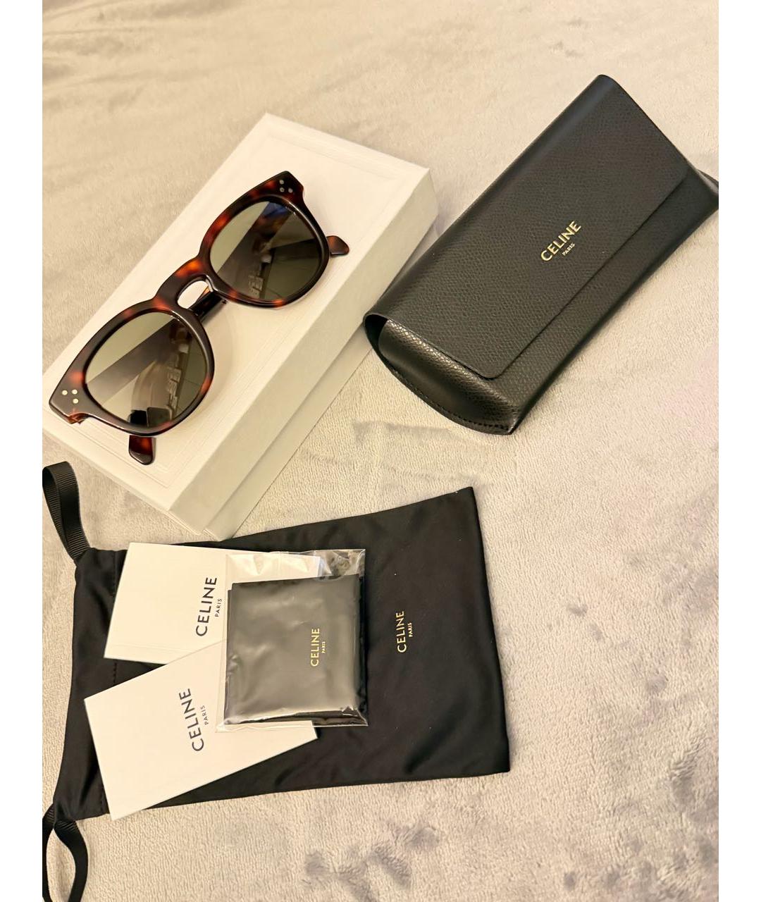 CELINE Коричневые пластиковые солнцезащитные очки, фото 5