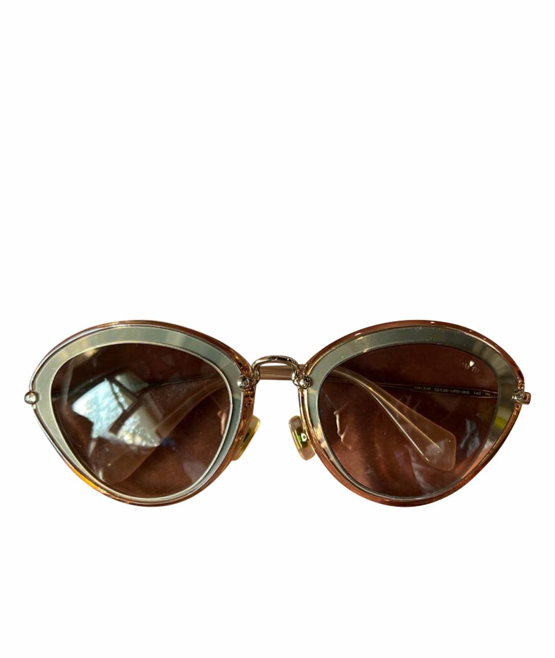 MIU MIU Бежевые пластиковые солнцезащитные очки, фото 1