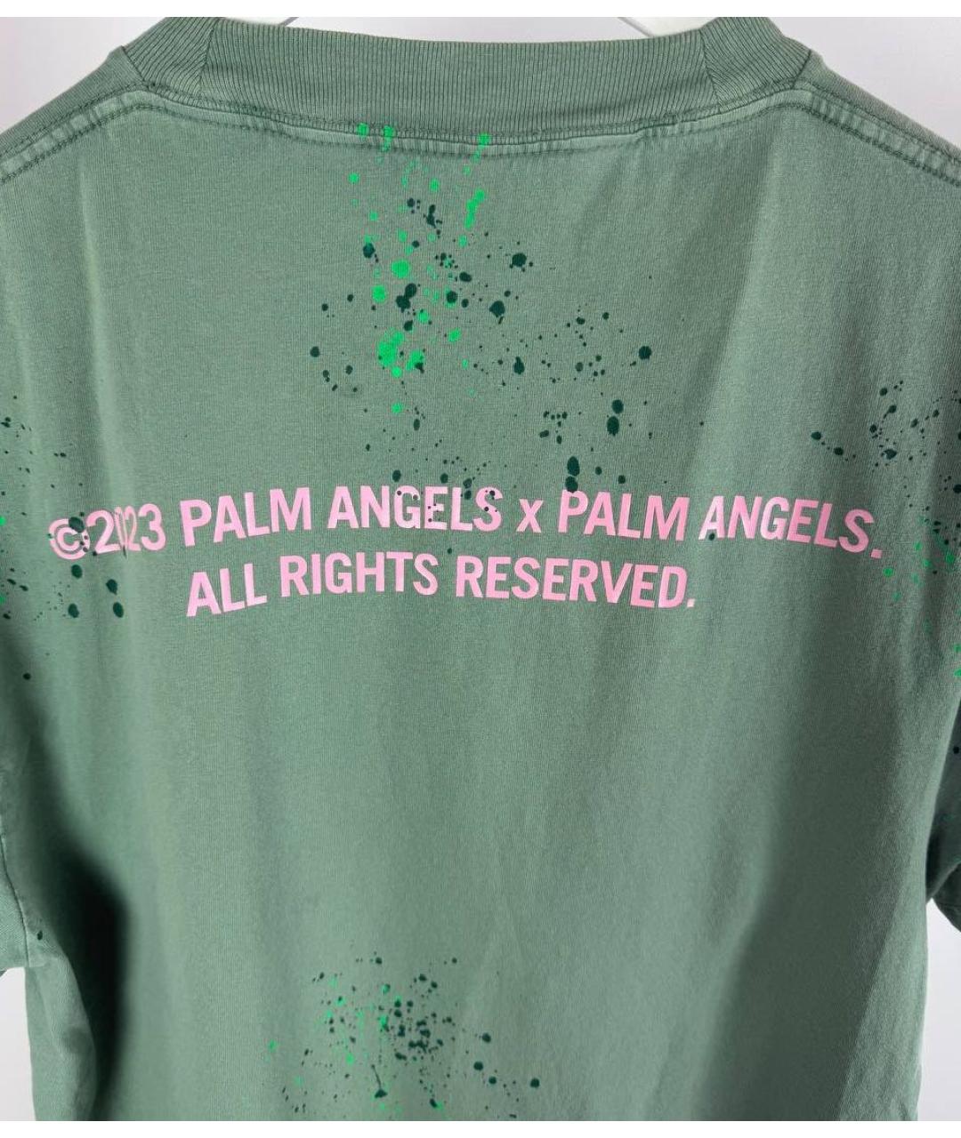 PALM ANGELS Зеленая хлопковая футболка, фото 4
