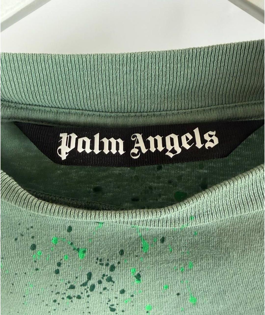 PALM ANGELS Зеленая хлопковая футболка, фото 5