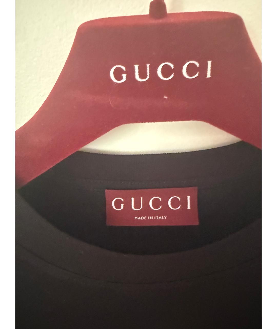 GUCCI Черная хлопковая футболка, фото 2