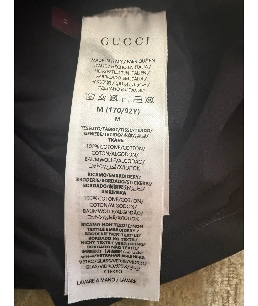 GUCCI Черная хлопковая футболка, фото 4