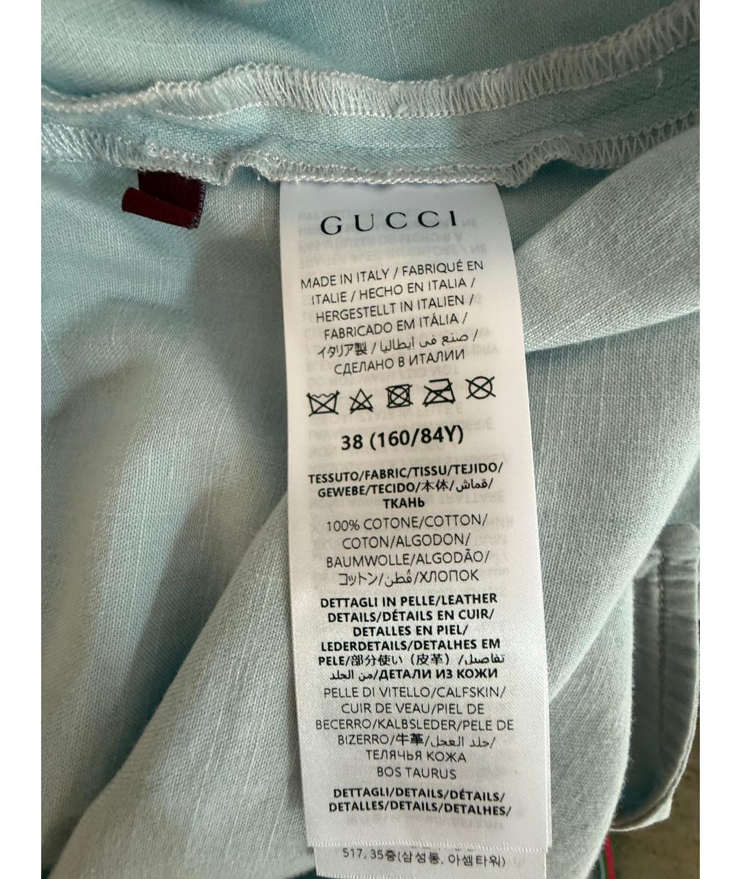 GUCCI Голубая хлопковая блузы, фото 3