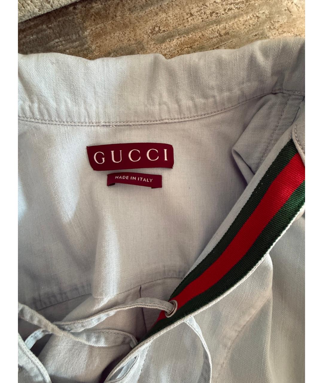GUCCI Голубая хлопковая блузы, фото 2