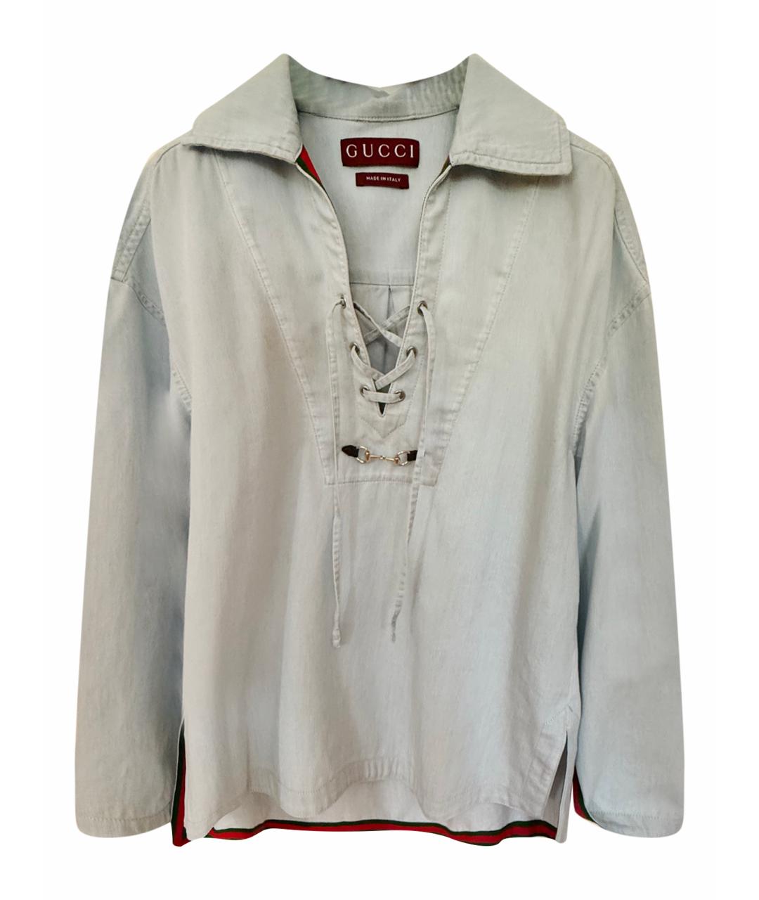 GUCCI Голубая хлопковая блузы, фото 1