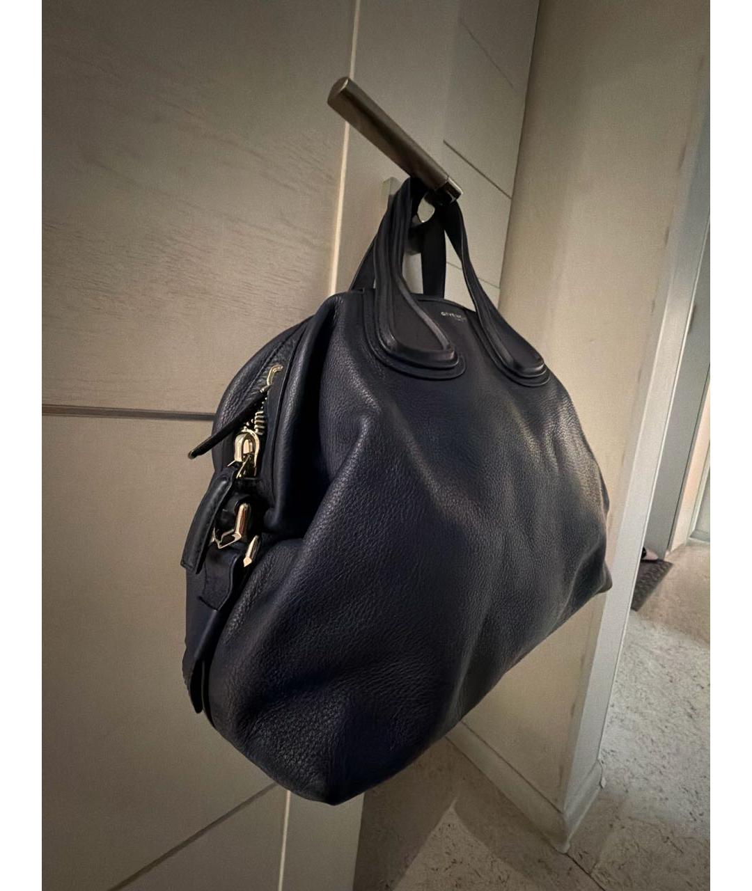 GIVENCHY Темно-синяя кожаная сумка тоут, фото 2