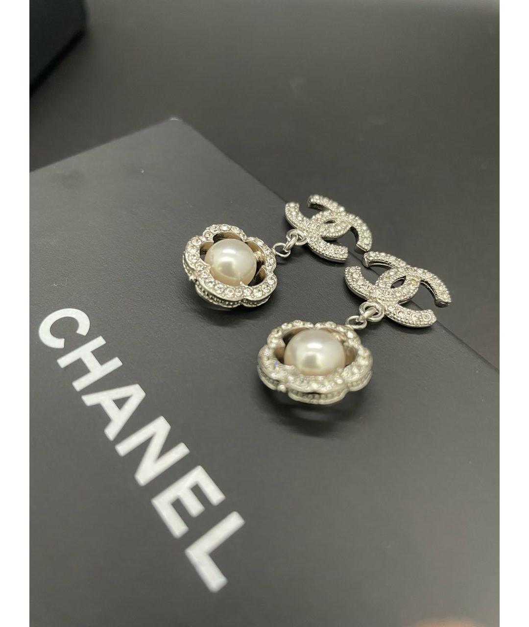 CHANEL Серебряные металлические серьги, фото 2