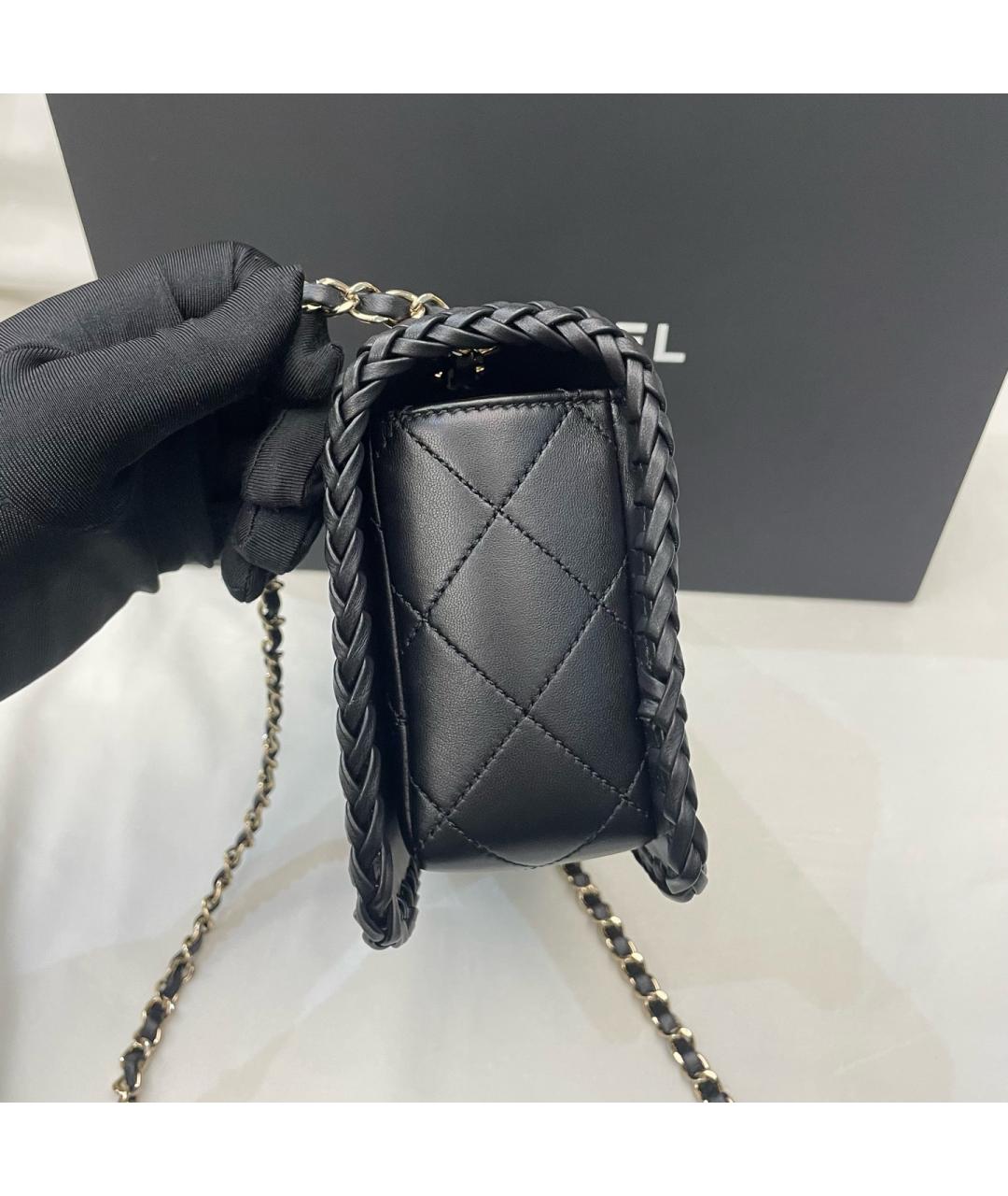 CHANEL Черная кожаная сумка через плечо, фото 4