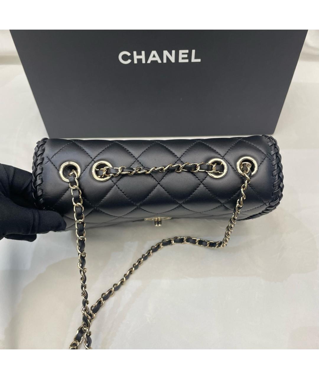 CHANEL Черная кожаная сумка через плечо, фото 7